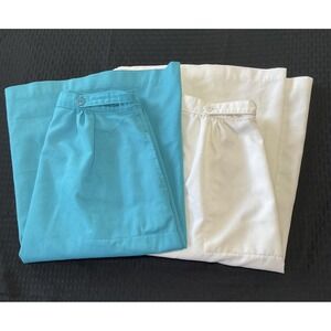 Vintage Sears Skirt Lot Of 2 Womens Large White Turquoise A-Line Midi Pockets